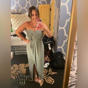 Lulu's Green Strapless Wrap Gown